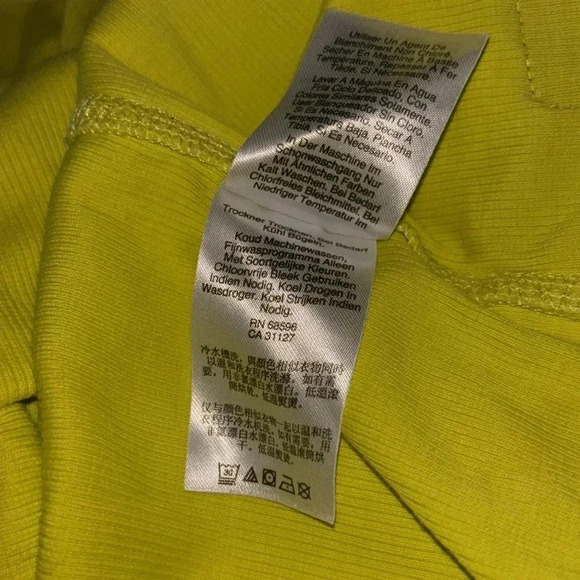 DKNY jeans Neon Lemon green long sleeve knit V-neck top Sz L - Picture 7 of 12